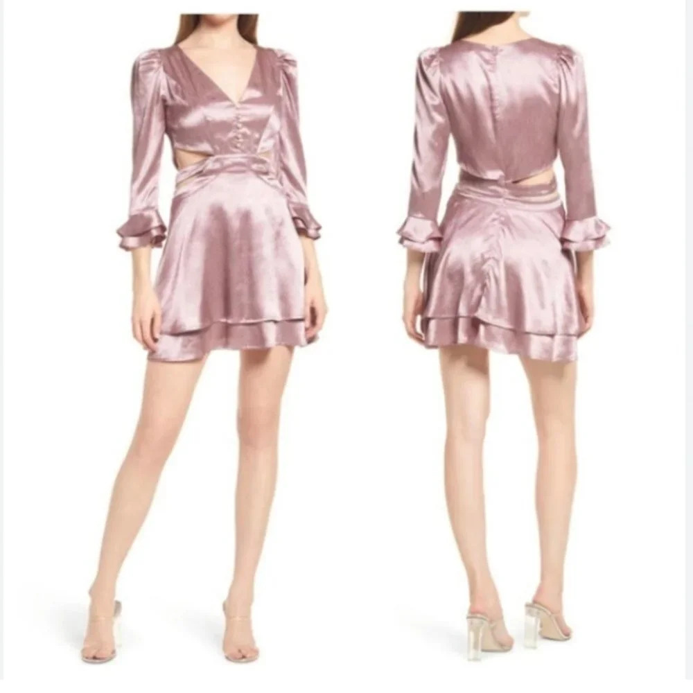 NEW RAHI Luster Cutout Minidress in Antique Rose Size Medium